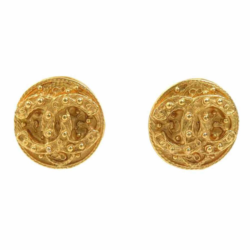 CHANEL Gold Logo Earrings